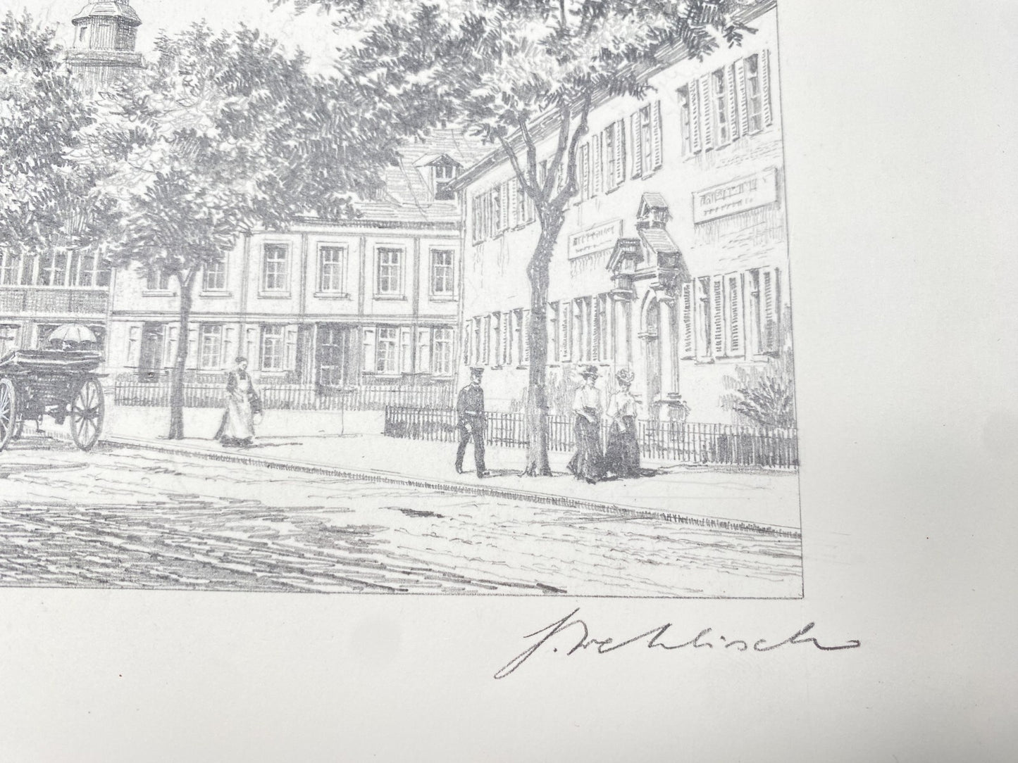DEUTSCHER KÜNSTLER HEINZ WEHLISCH ZEICHNUNG HANAU STADSCHLOSS HANDSIGNIERT 1905