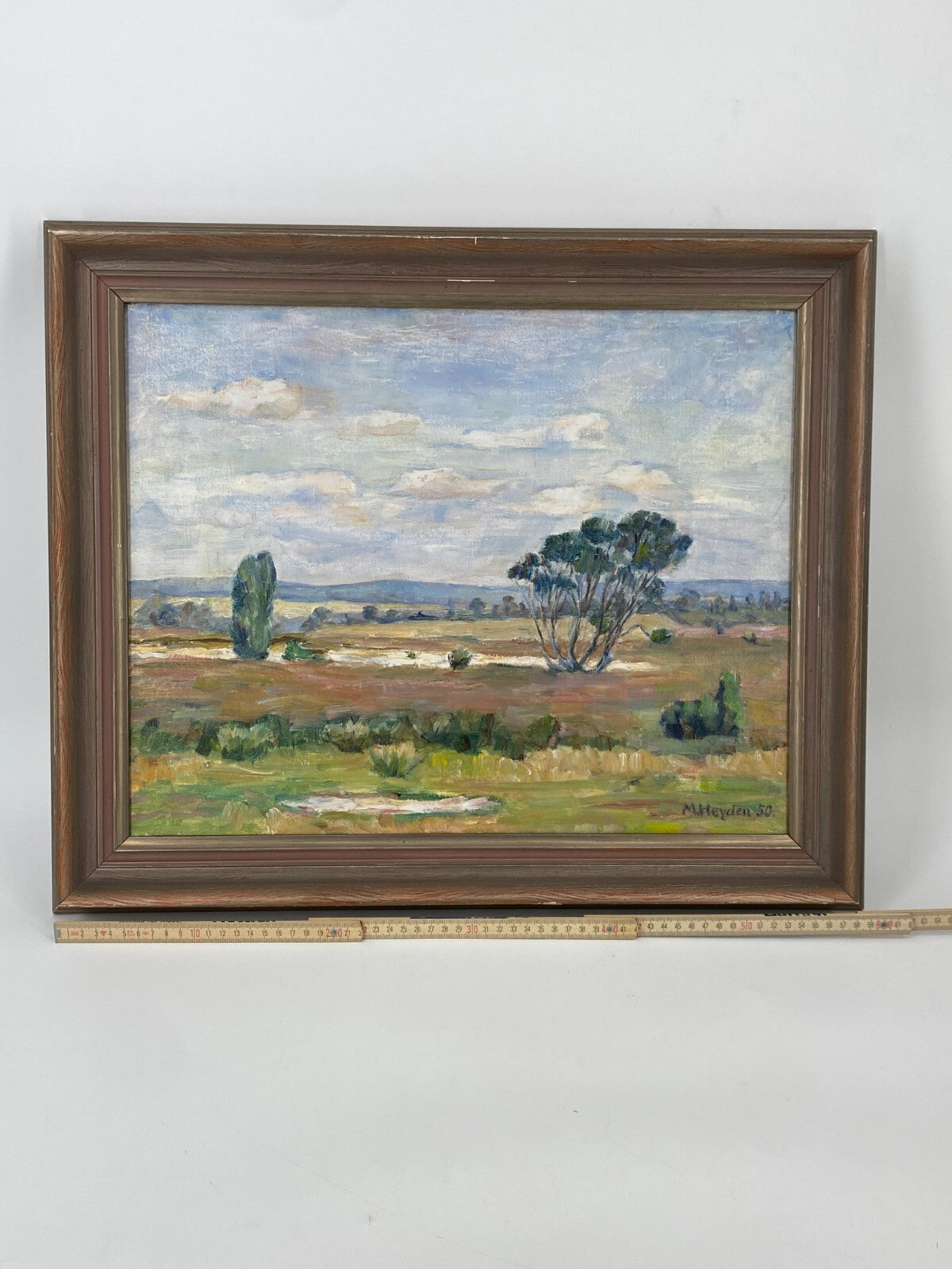 * ÖLGEMÄLDE LANDSCHAFT M. HEYDEN SIGNIERT 1950 50ER GERAHMT VINTAGE
