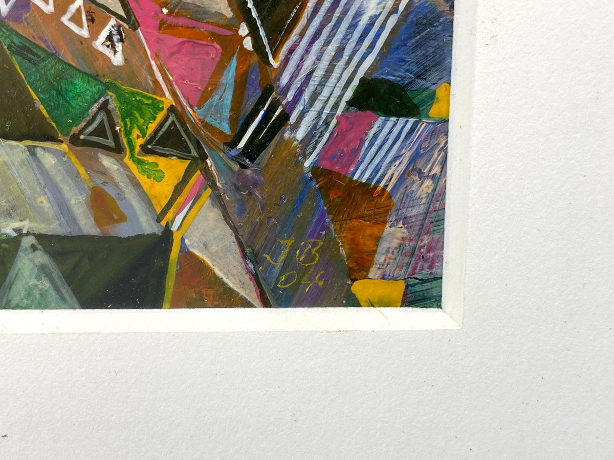 *3x ACRYLGEMÄLDE JB 2004 SIGNIERT METALLFARBEN ABSTRAKT GERAHMT