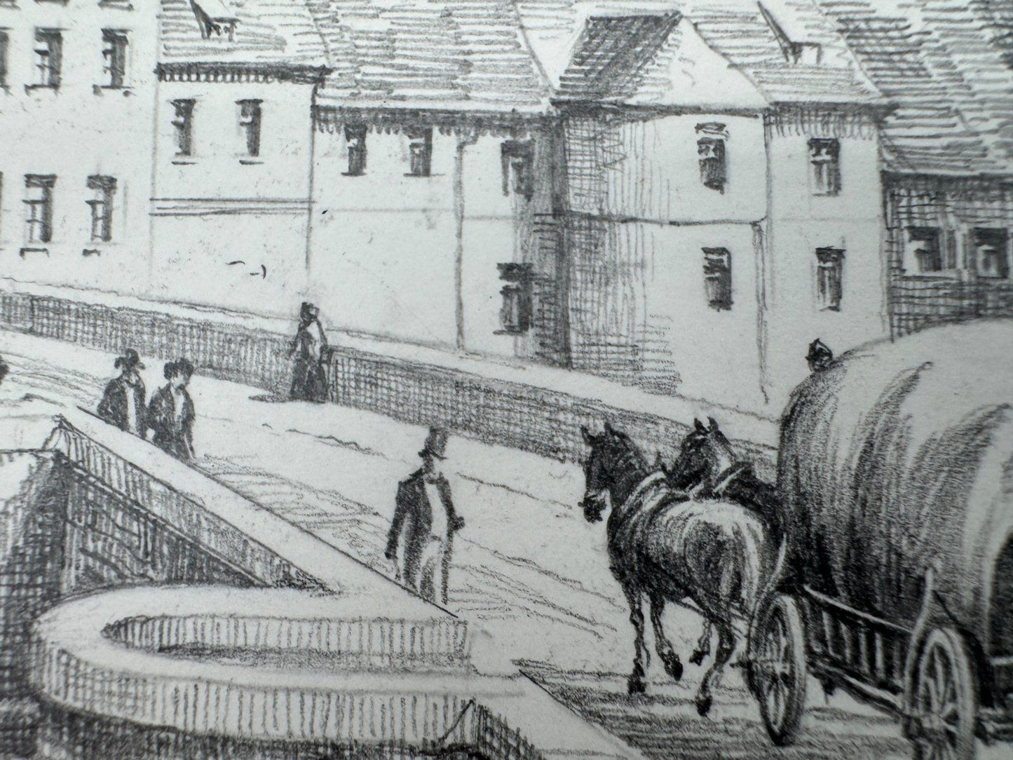 * HEINZ WEHLISCH ZEICHNUNG KITZINGEN UM 1850 ANSICHT SIGNIERT