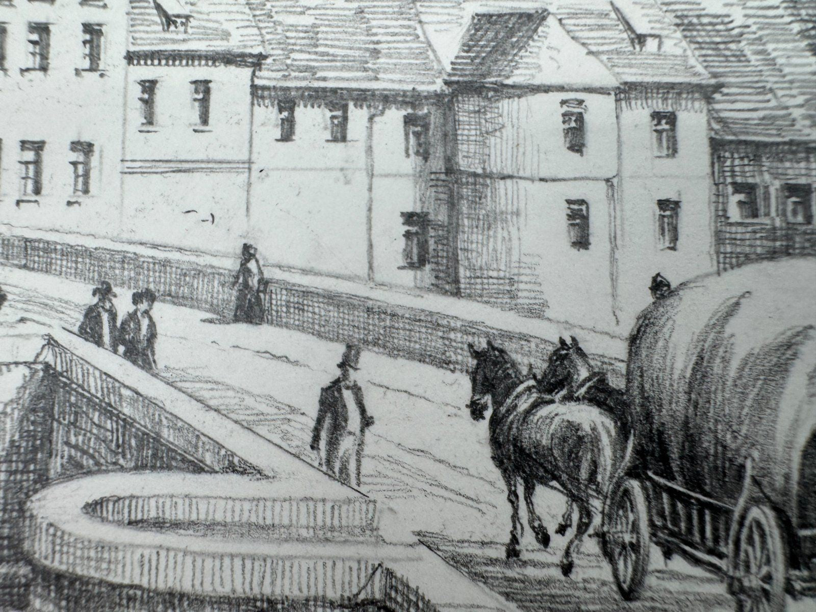 * HEINZ WEHLISCH ZEICHNUNG KITZINGEN UM 1850 ANSICHT SIGNIERT