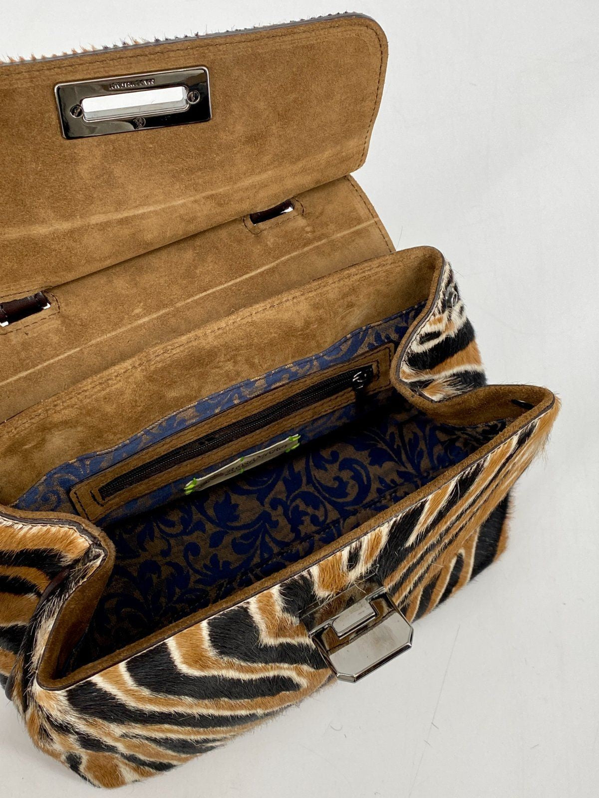 * ROSAMARO HANDGEMACHTE HANDTASCHE ITALIEN LEDER ZEBRA PRINT