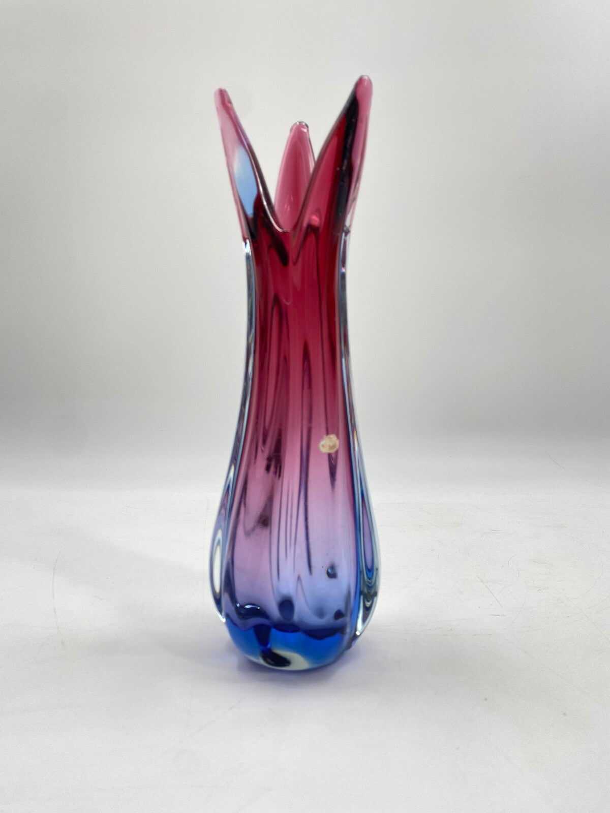 * MURANO GLAS VASE ITALIEN MID CENTURY SOMMERSO LILA ROSA MAGENTA