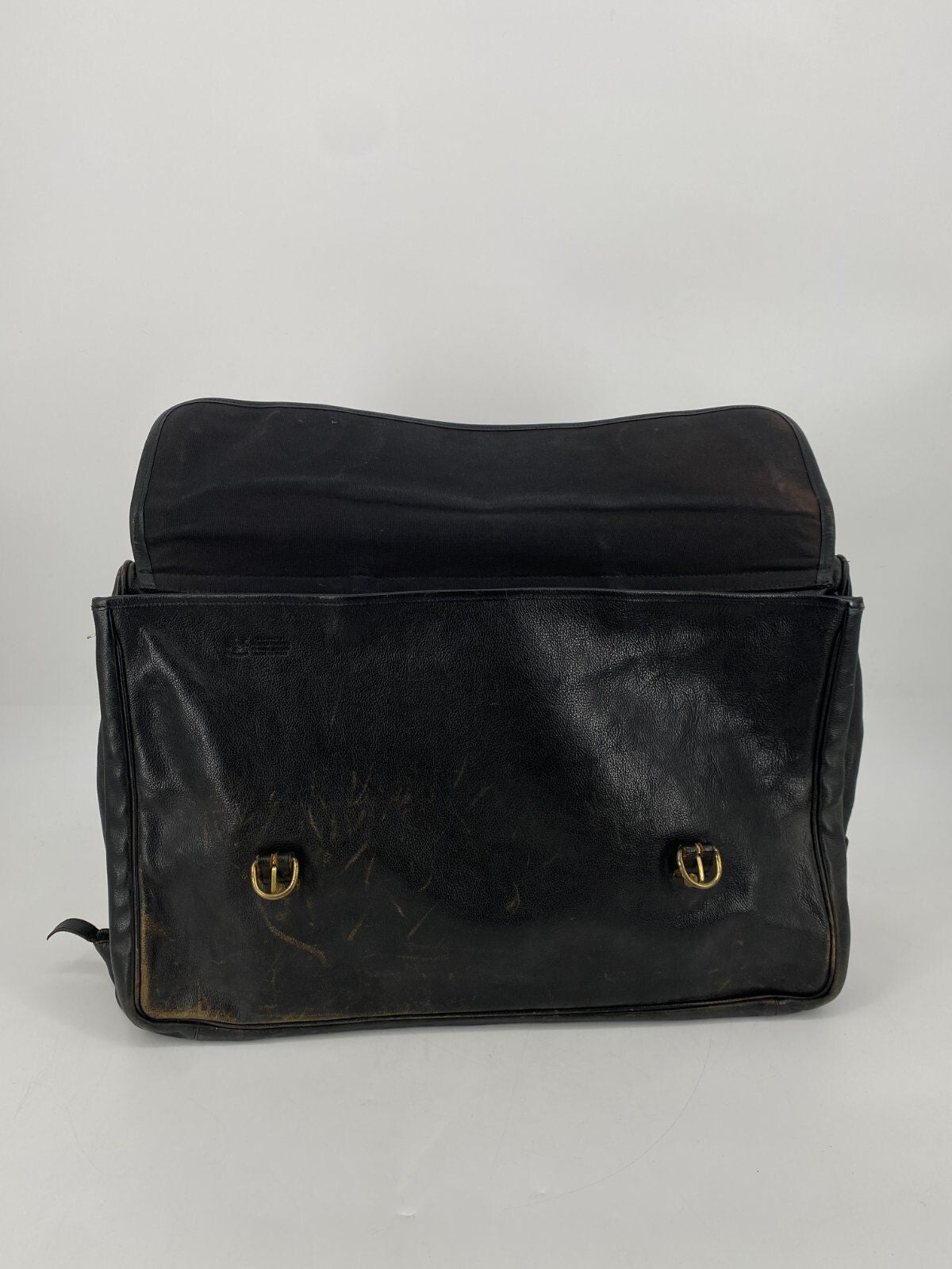 * VINTAGE IL BISONTE ECHT LEDER REISETASCHE SCHWARZ ITALY DESIGN
