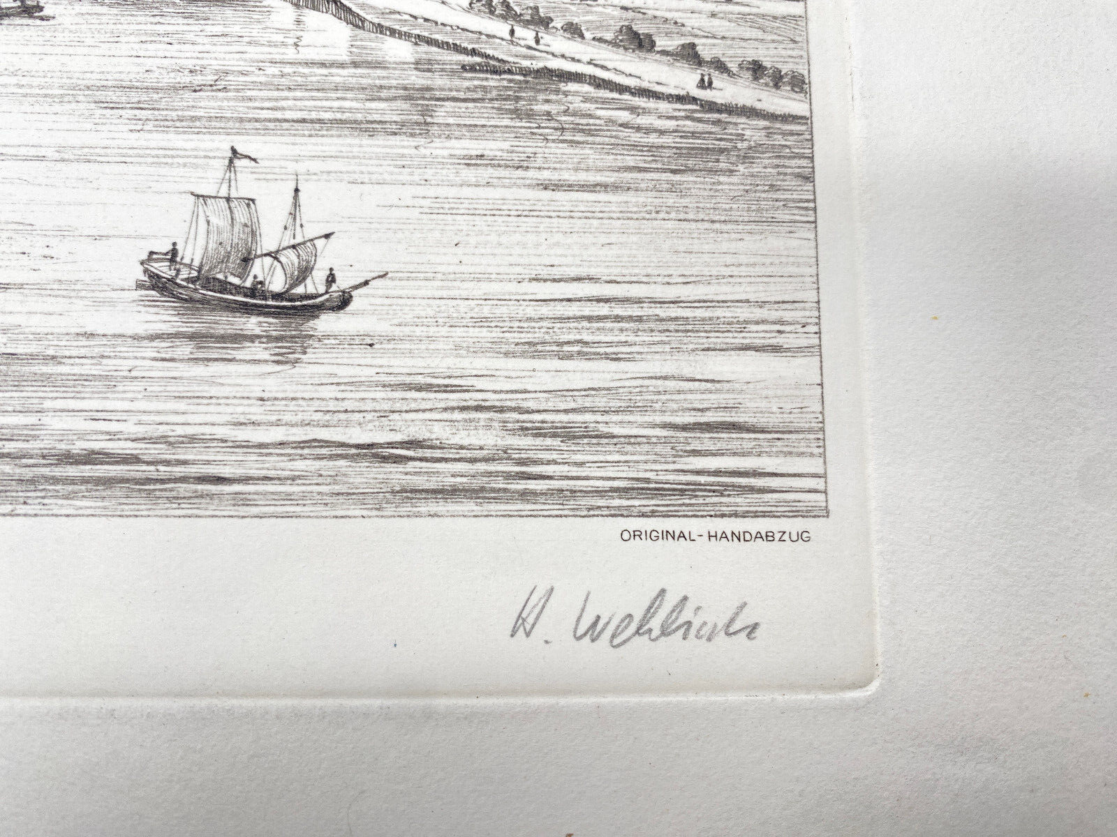 HEINZ WEHLISCH  RADIERUNG BERNCASTEL UM 1830 ORIGINAL HANDSIGNIERT