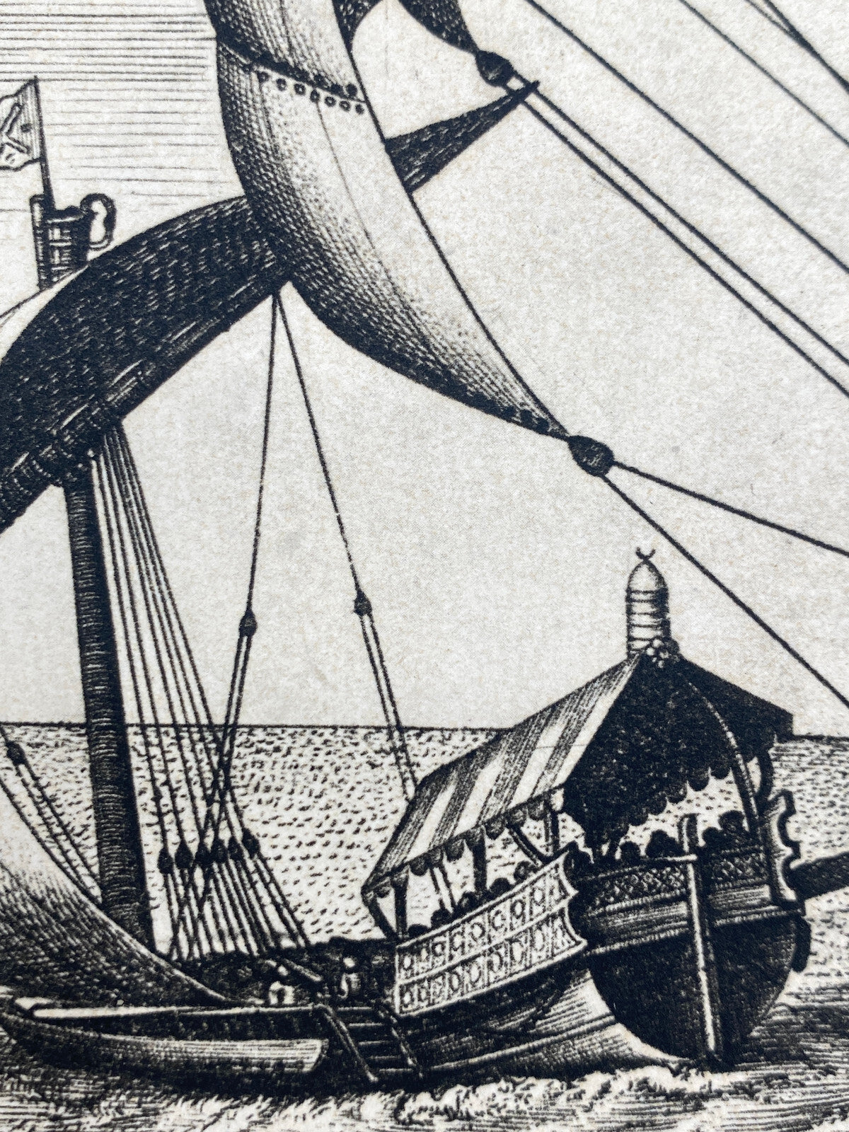 * SCHIFF KUNSTDRUCK PRINT LITHOGRAFIE PIERRE BRUEGEL KOGGE 1565 DRUCK 1965 PARIS