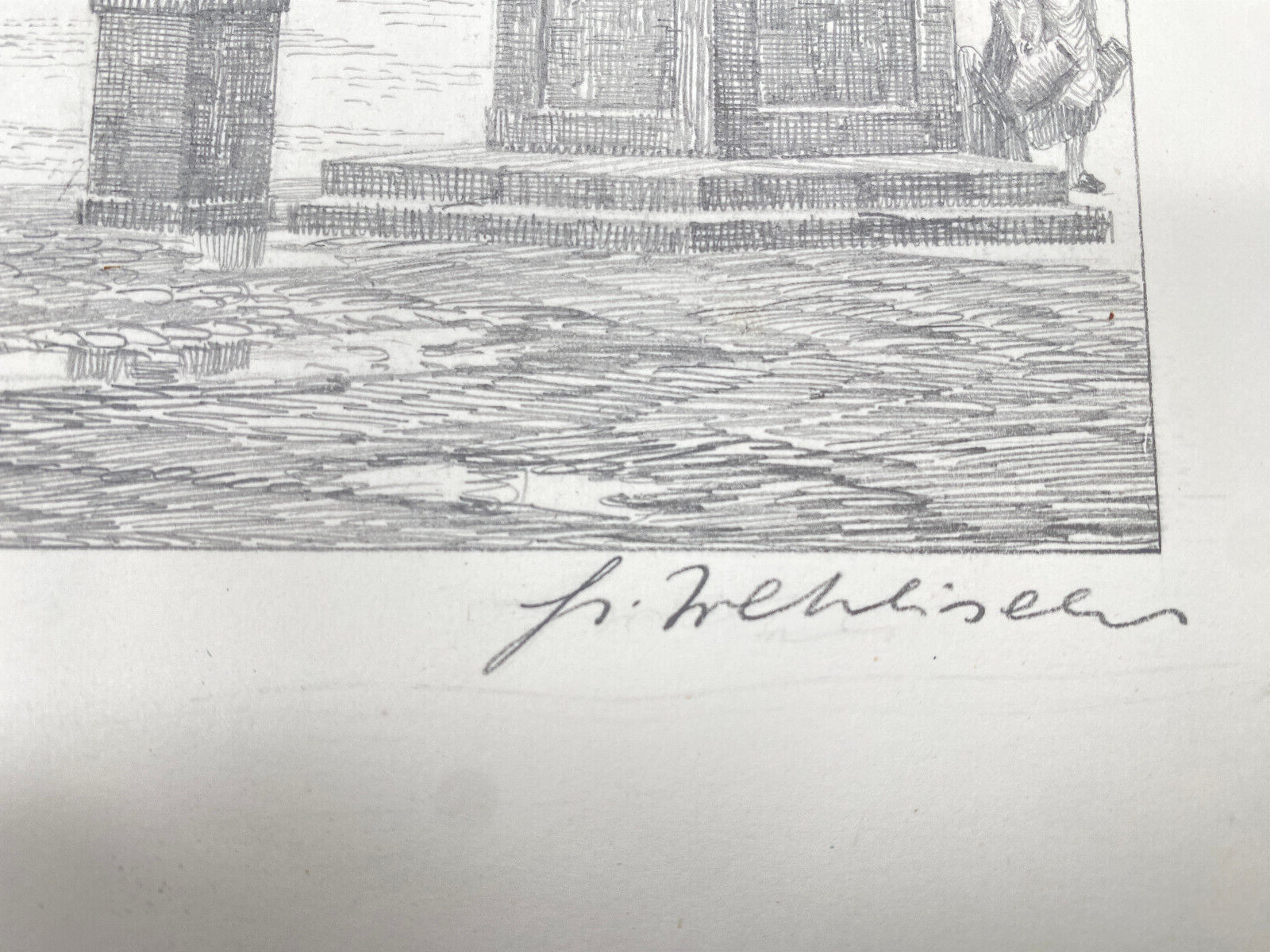 HEINZ WEHLISCH  ZEICHNUNG DÜREN MARKTPLATZ UM 1810 ORIGINAL HANDSIGNIERT