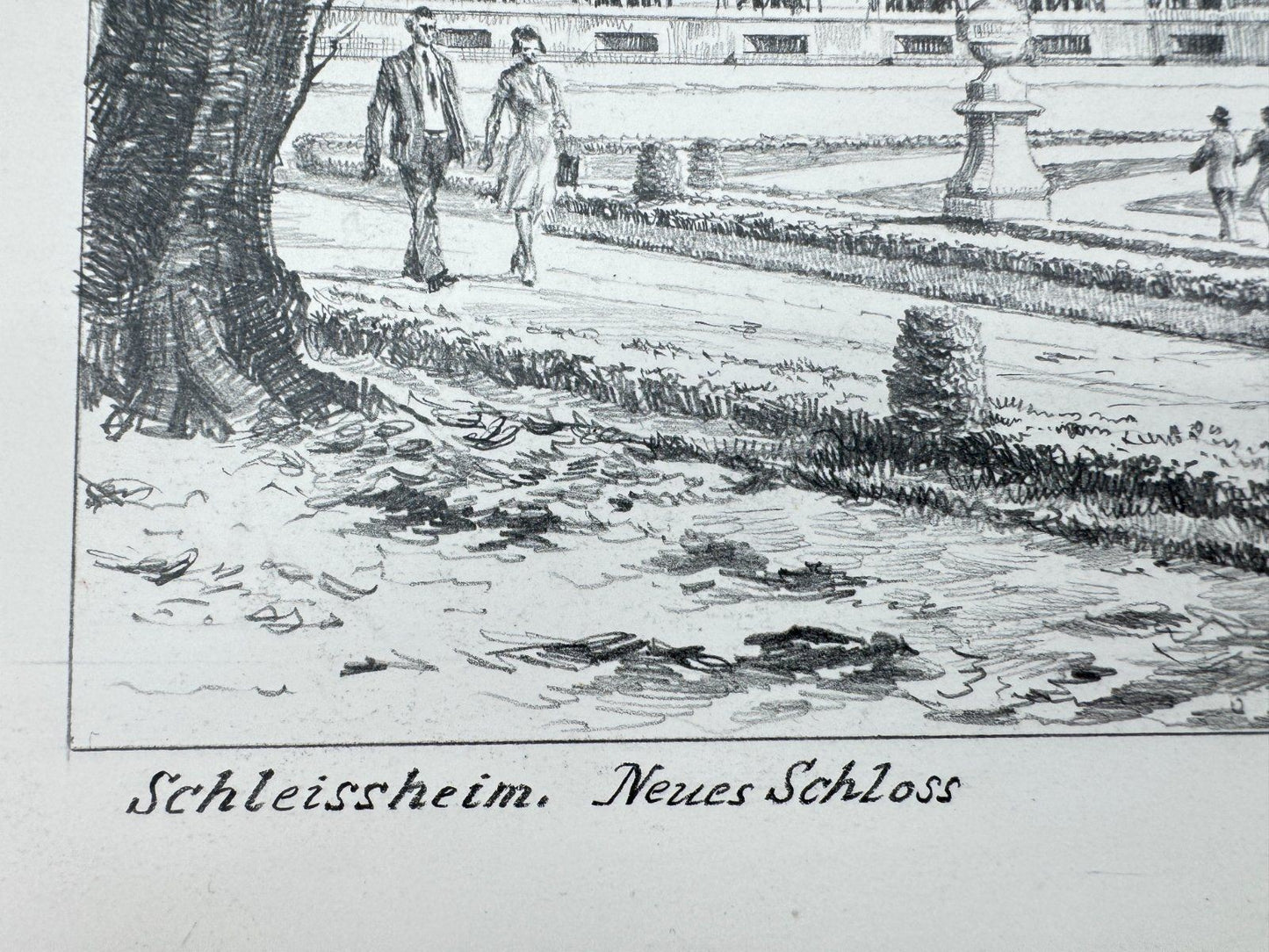 * HEINZ WEHLISCH ZEICHNUNG SCHLEISSHEIM NEUES SCHLOSS ANSICHT SIGNIERT
