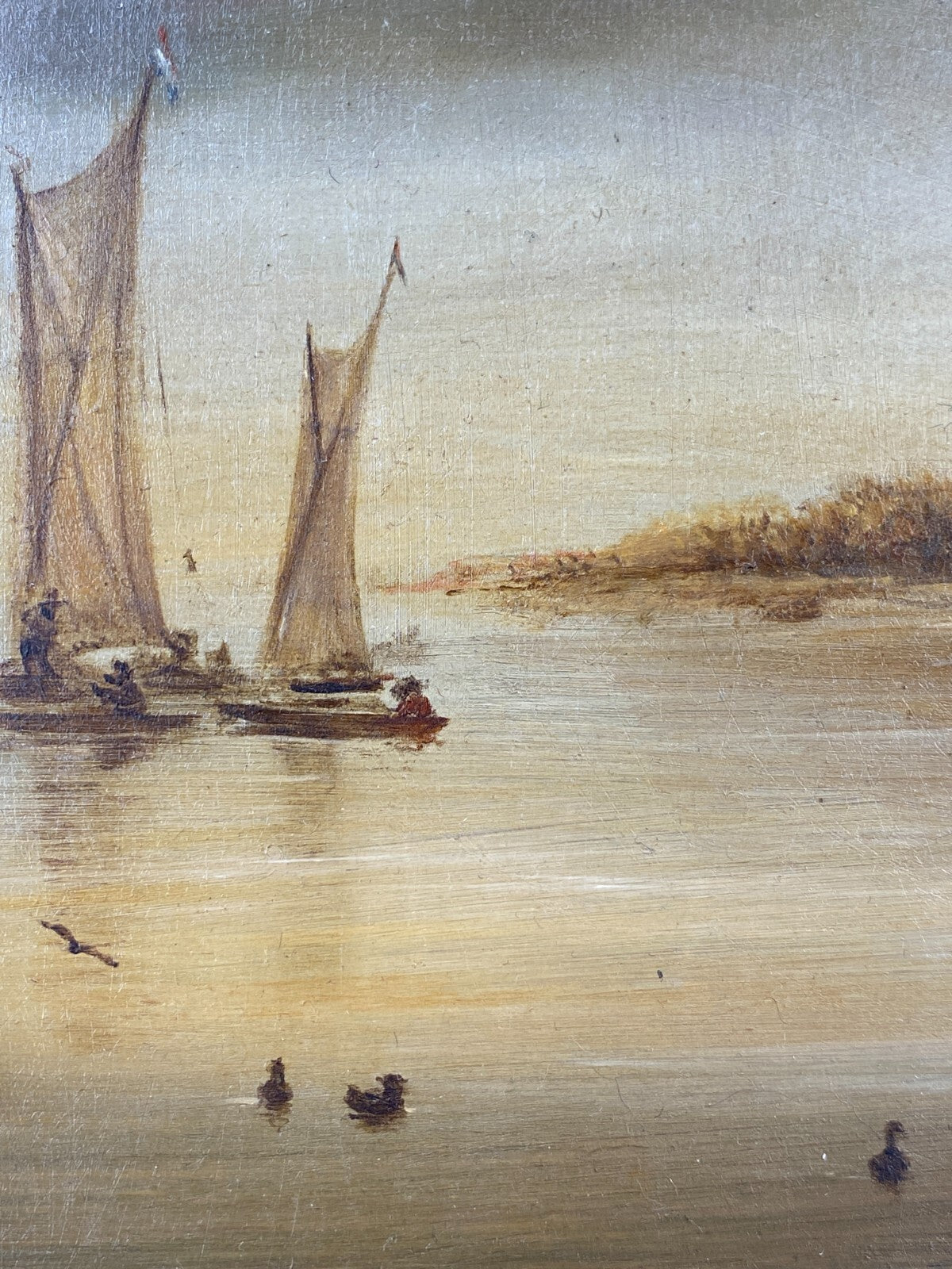 * ÖLGEMÄLDE LANDSCHAFT MIT FISCHER HANNA GOSZCZYNSKA 1985 VINTAGE