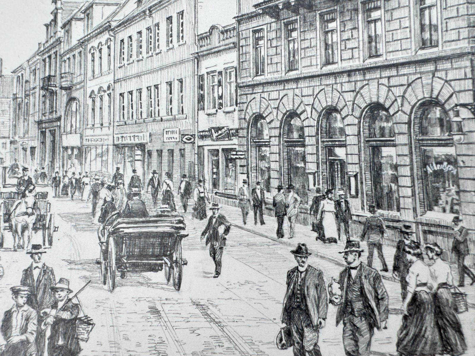 * HEINZ WEHLISCH ZEICHNUNG PFORZHEIM BRÖTZINGER GASS UM 1914 ANSICHT