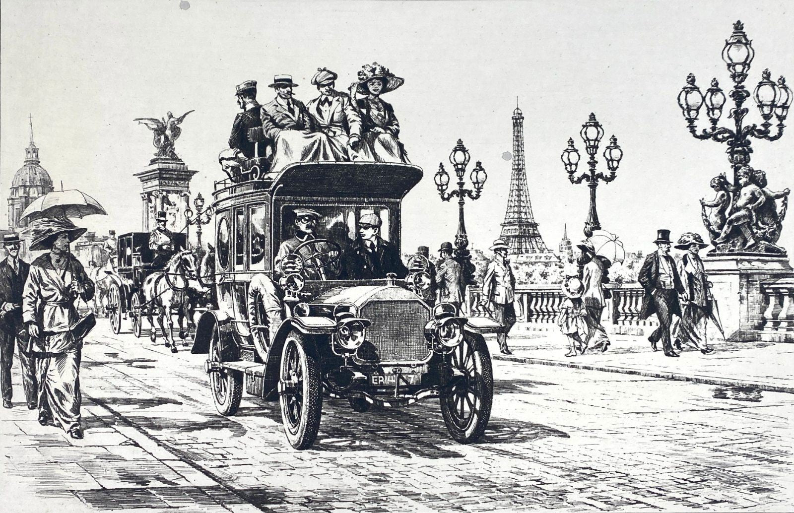 *5x GRAFIK HEINZ WEHLISCH AUTOMOBIL OLDTIMER LONDON PARIS MÜNCHEN