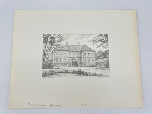 * HEINZ WEHLISCH ZEICHNUNG HAUS ALTENKAMP ASCHENDORF ANSICHT SIGNIERT