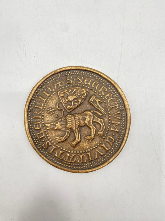 * MEDAILLE MESSING BERLINER SIEGEL 1338 SECRETUM CIVITATIS BERLIN BÄR MÜNZE