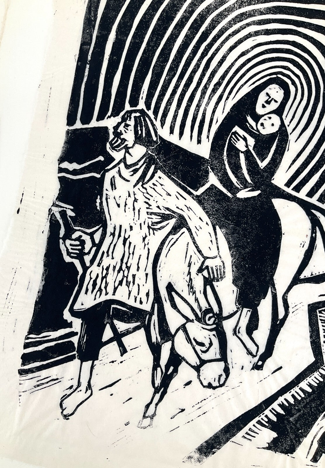 *LINOLSCHNITT WALTER KALOT FLUCHT NACH ÄGYPTEN 1955 EXPRESSIONISMUS BIBEL ORIGIN