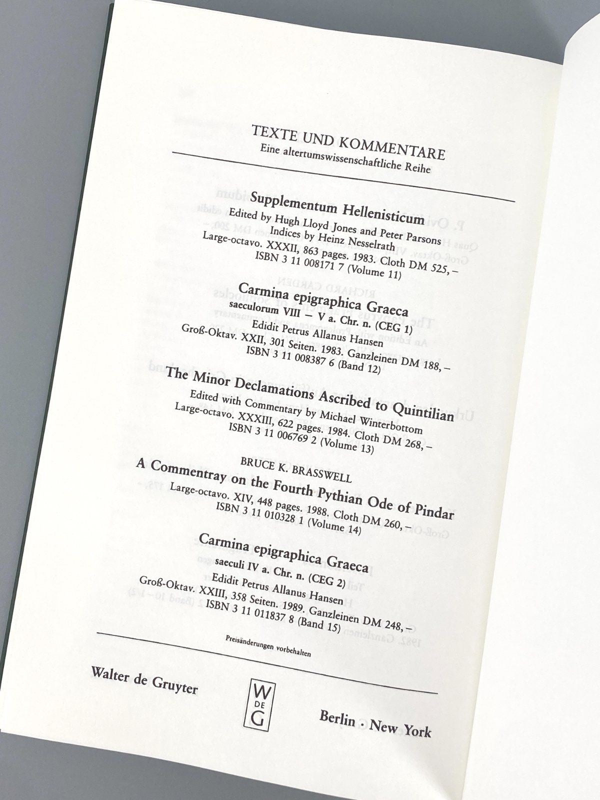 *BUCH APPENDIX TIBULLIANA HERMANN TRÄNKLE DE GRUYTER 1990/2012