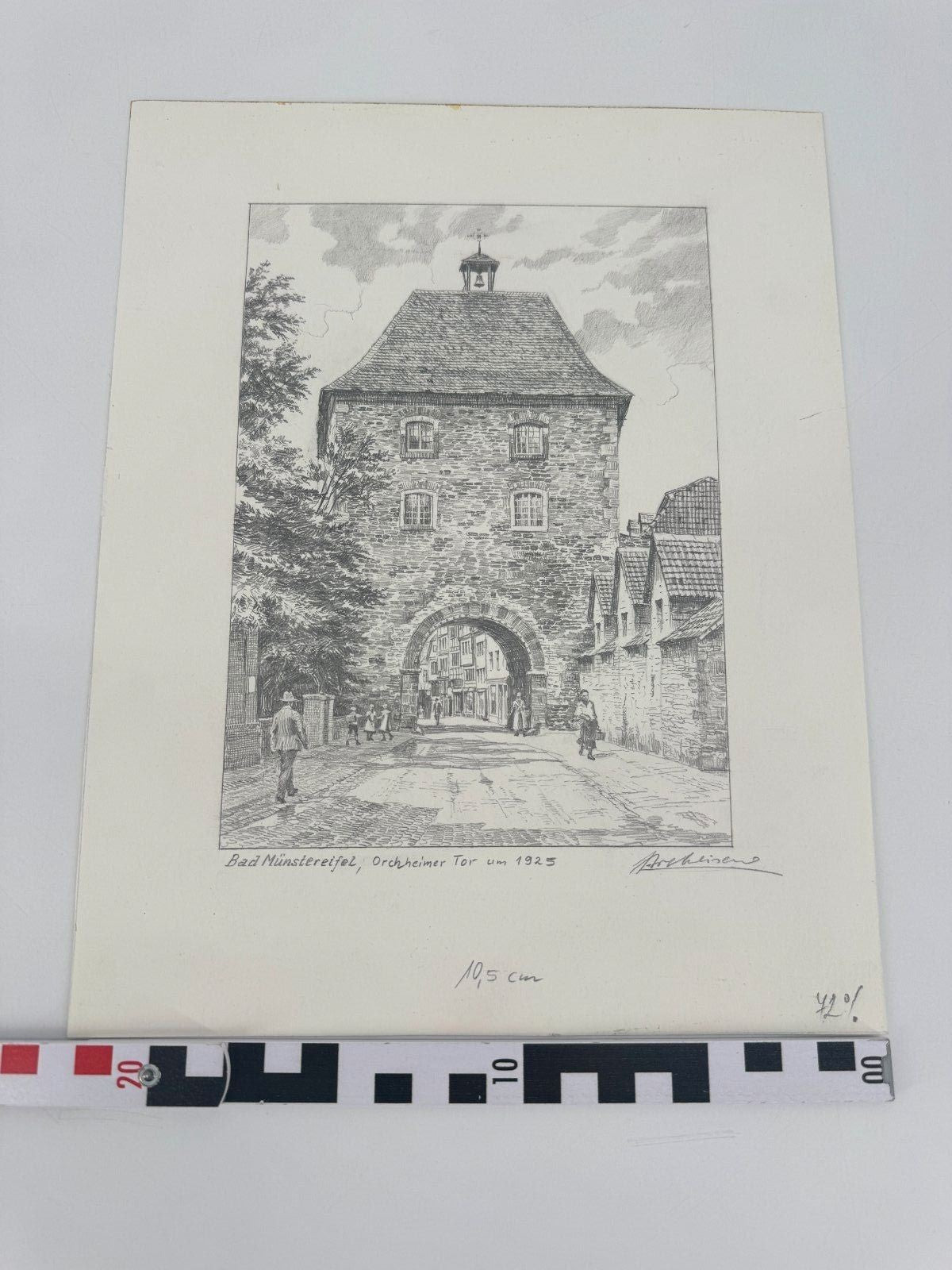 * HEINZ WEHLISCH ZEICHNUNG BAD MÜNSTEREIFEL ORCHHEIMER TOR ANSICH