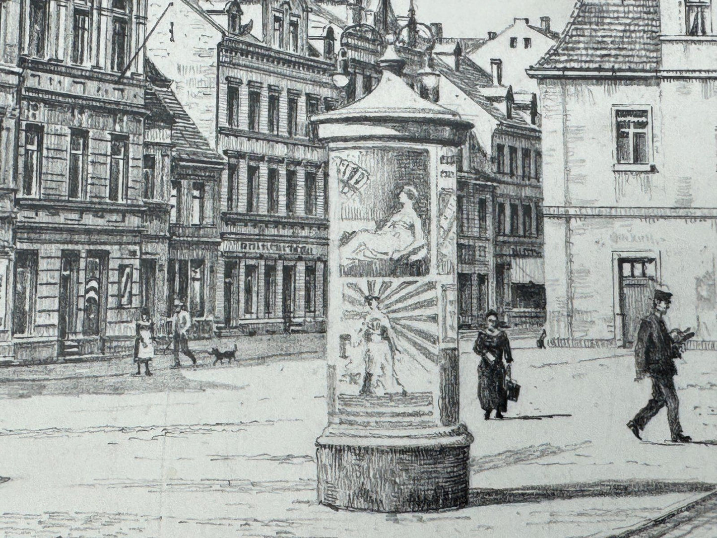 * HEINZ WEHLISCH ZEICHNUNG WERDAU SACHSEN MARKPLATZ ANSICHT SIGNI