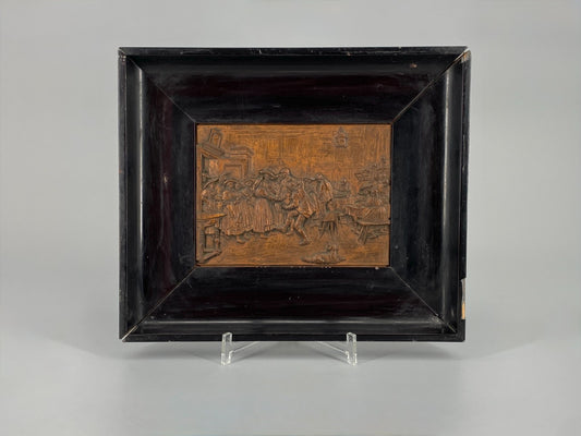* KUPFERRELIEF N. DEM GEMÄLDE ANKUNFT AUF DEM TANZBODEN V. FRANZ DEFREGGER TREIB