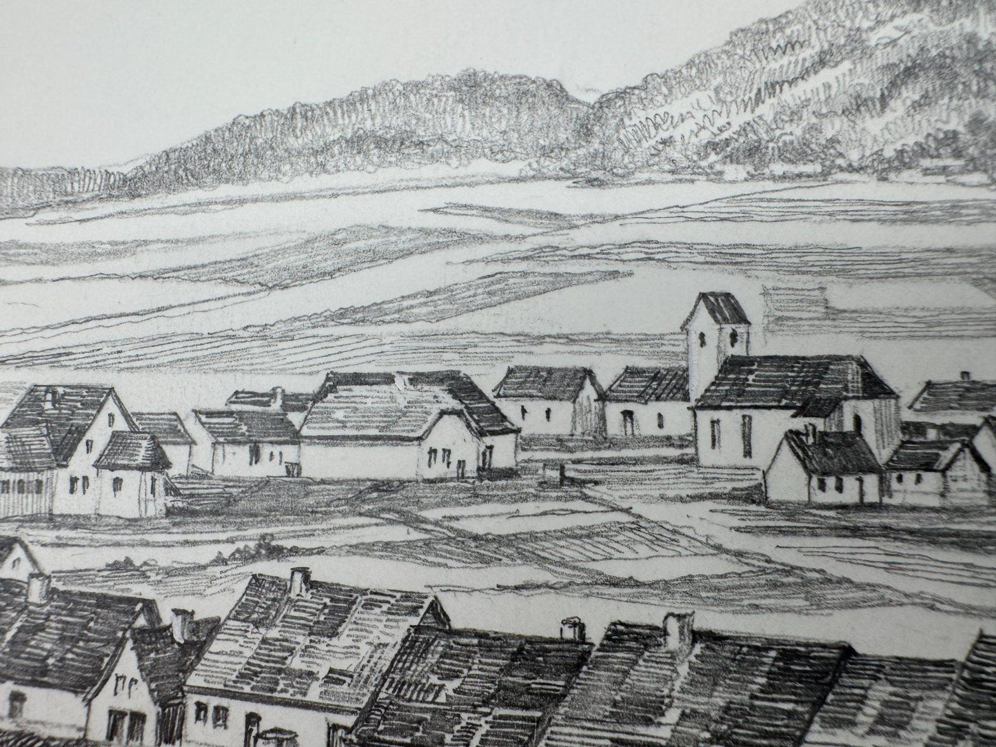 * HEINZ WEHLISCH ZEICHNUNG BURLADINGEN UM 1870 SIGNIERT