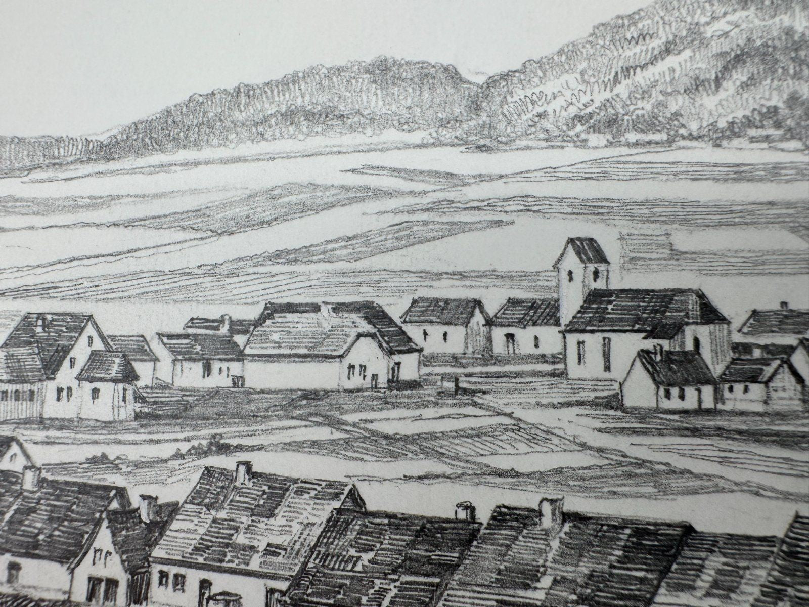 * HEINZ WEHLISCH ZEICHNUNG BURLADINGEN UM 1870 SIGNIERT