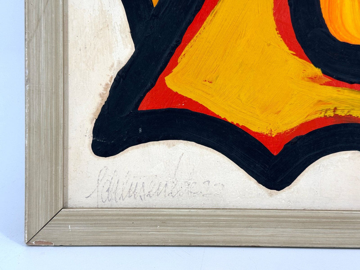 *GEMÄLDE ABSTRAKTE KOMPOSITION 1973 SIGNIERT ACRYL BUNT GERAHMT
