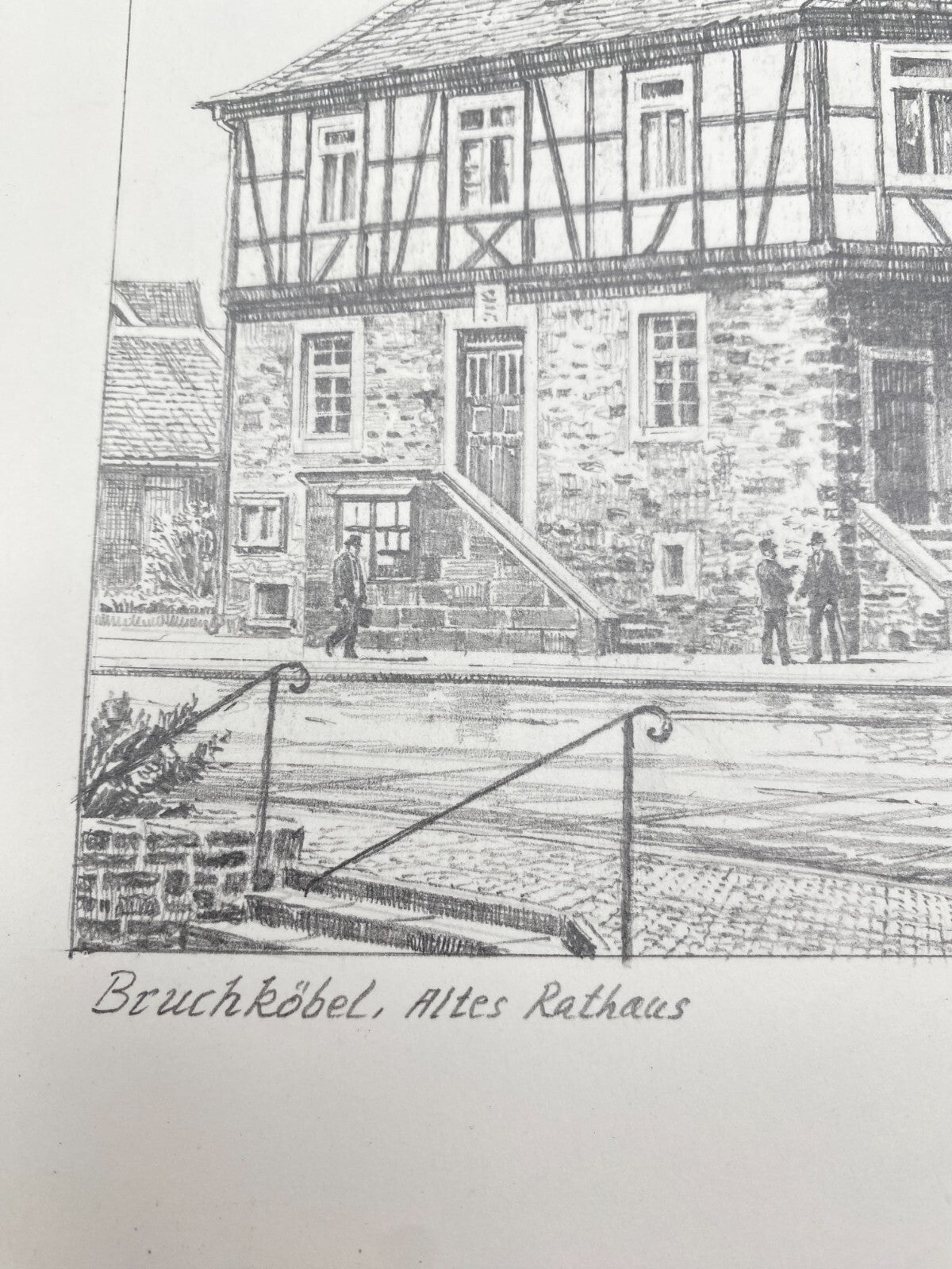 DEUTSCHER KÜNSTLER HEINZ WEHLISCH ZEICHNUNG BRUCHKÖBEL ALTES RATHAUS SIGNIERT