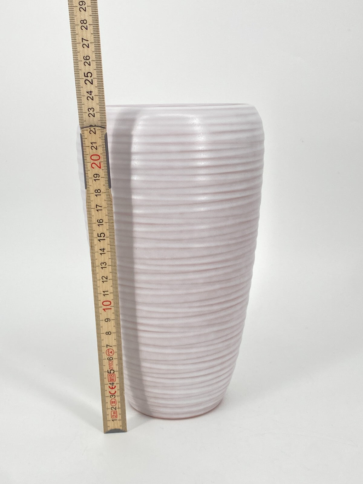 * WEACHTERSBACH KERAMIK RILLEN VASE BREMEN ROSA 23CM VINTAGE 50ER 60ER