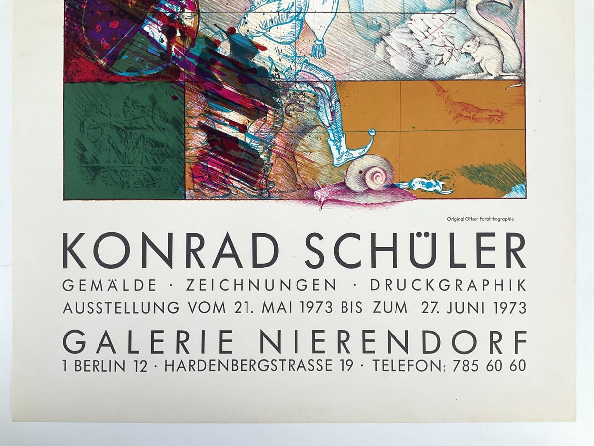 *PLAKAT KONRAD SCHÜLER GALERIE NIERENDORF BERLIN 1973 OFFSET FARBLITHOGRAFIE