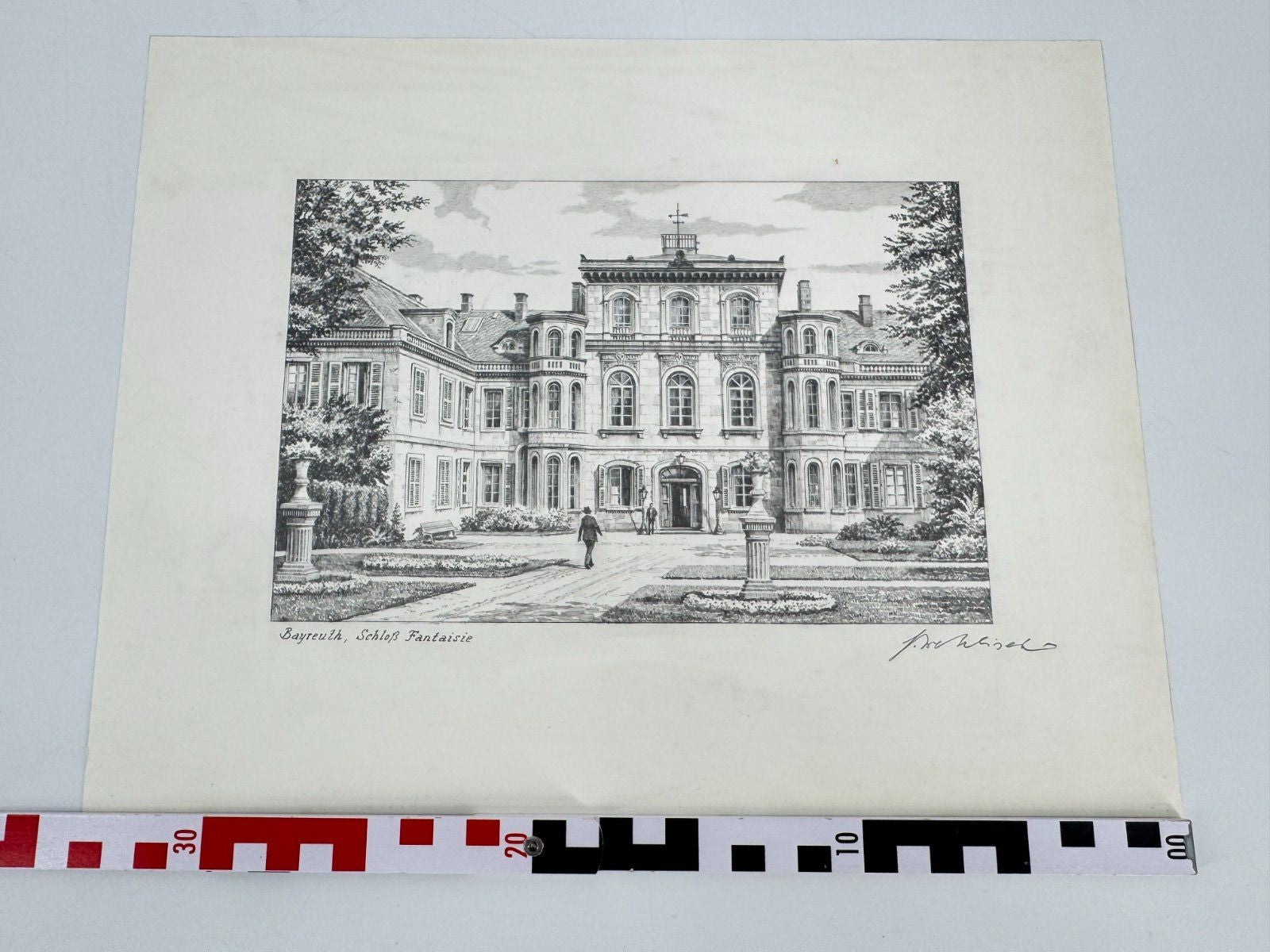 * HEINZ WEHLISCH ZEICHNUNG BAYREUTH SCHLOß FANTAISIE ANSICHT SIGNIERT