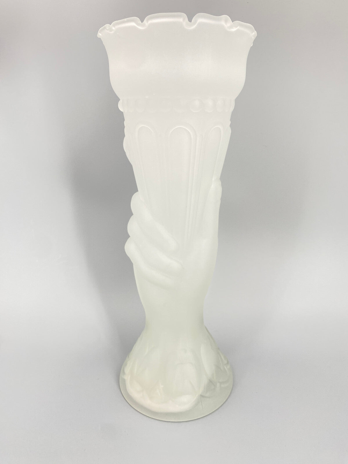 * VASE CORNUCOPIA VASE HAND OPAL SATIN GLAS FACKEL TRINKHORN WEISS