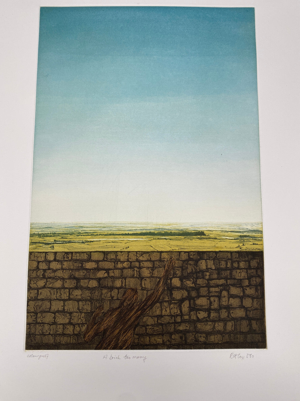 DRUCKGRAFIK FARBRADIERUNG RICHARD A. COX A BRICK TOO MANY 1980 SIGNIERT