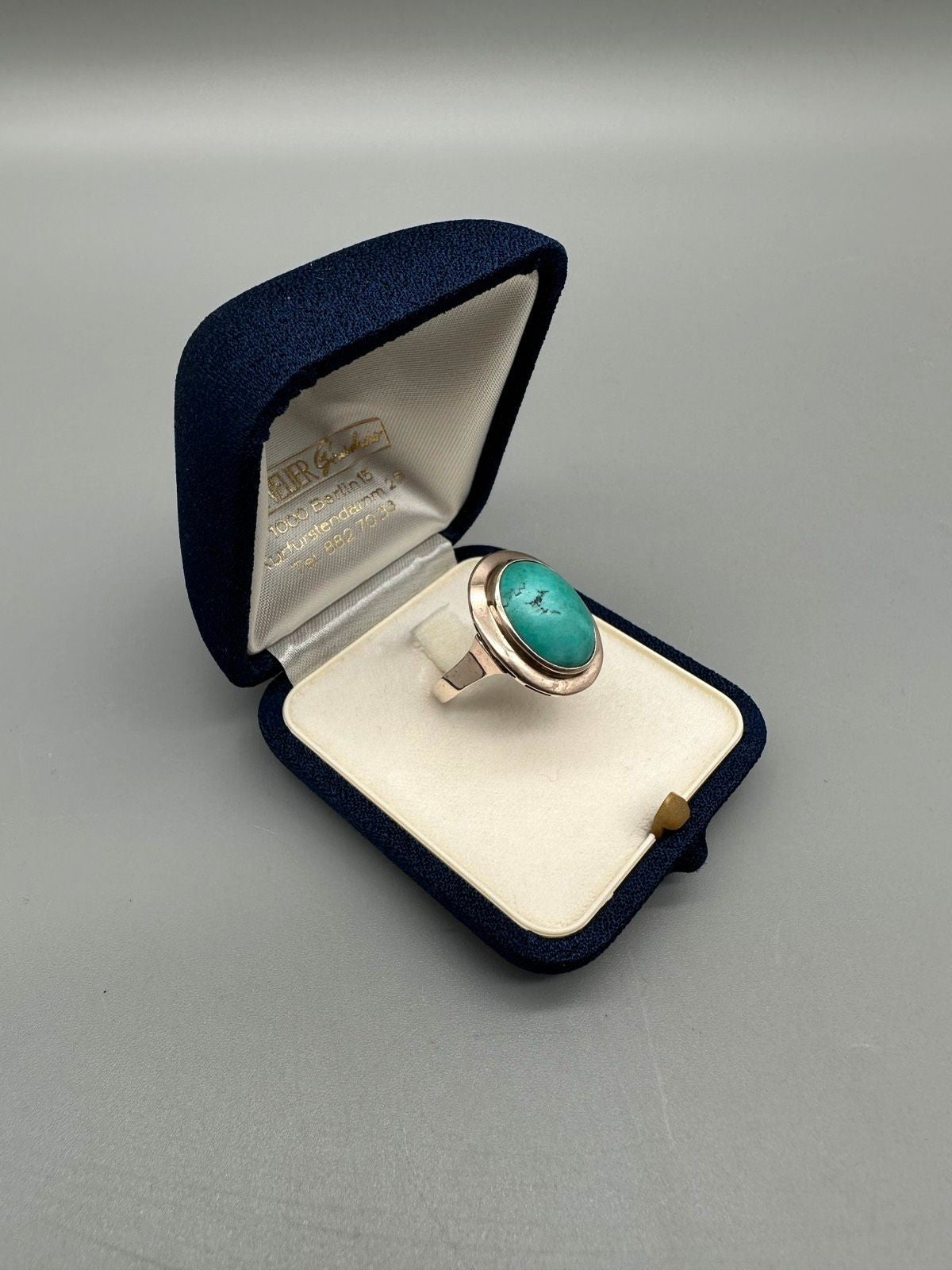 RING GR. 54 GOLD 333ER ROSÈ GOLD 8K TÜRKIS CABOCHON