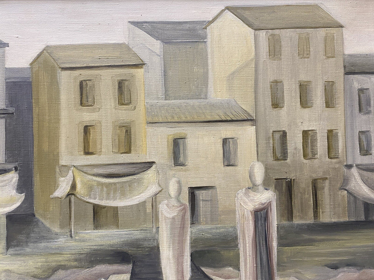 * GEMÄLDE ACRYLGEMÄLDE M.P. MINDVON / MIDNERON 1971 PASTELL HAFEN STEG