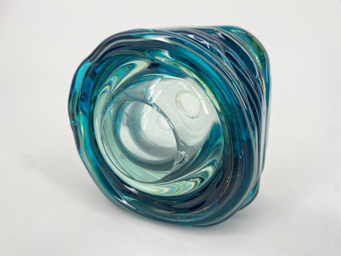* GLASVASE MDINA GLASS MICHAEL HARRIS MID CENTURY 1970ER BLAU