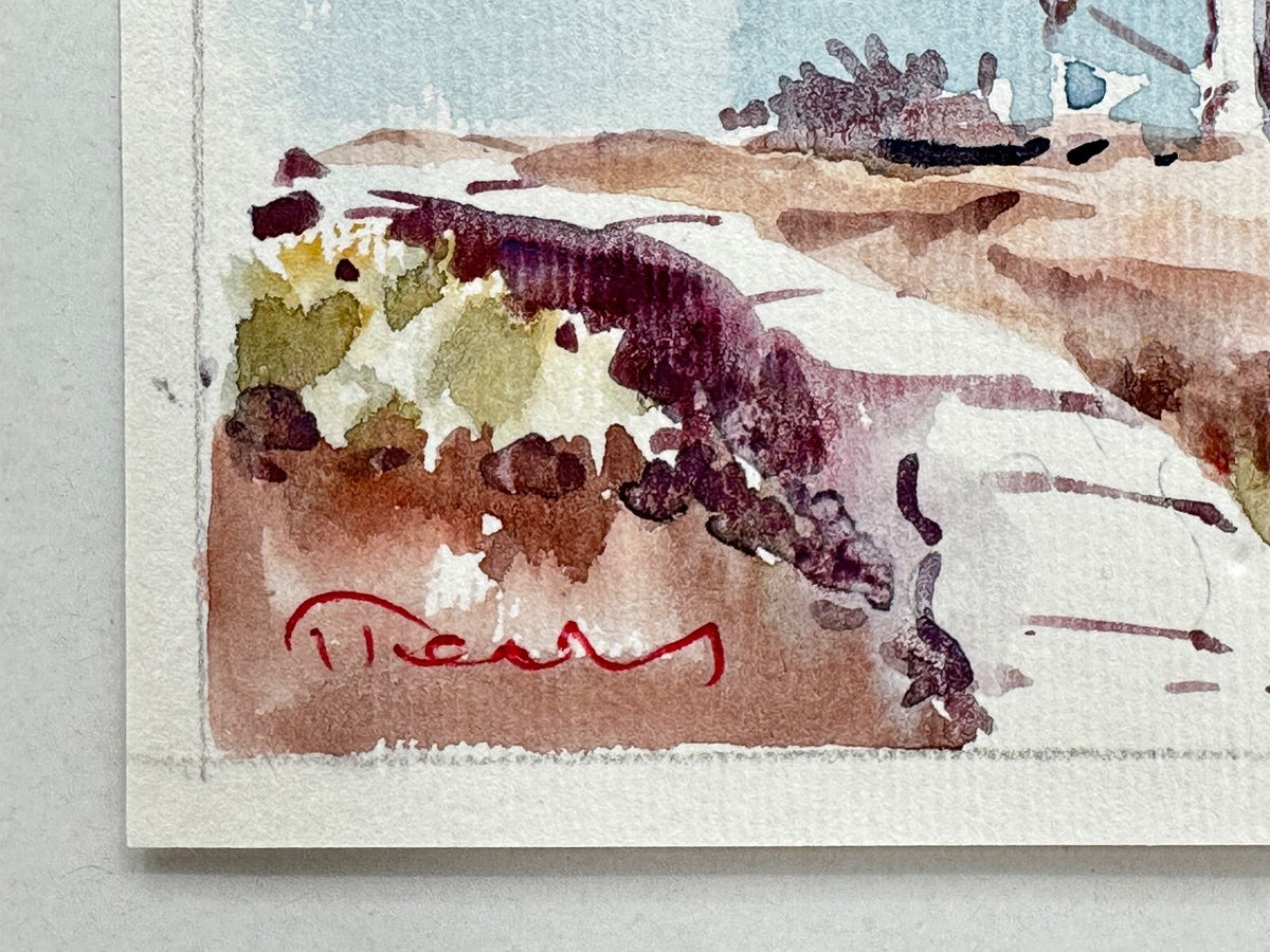 * AQUARELL GRIECHENLAND INSELN SANTORINI KAPATHOS WINDMÜHLE KAPELLE SOMMER