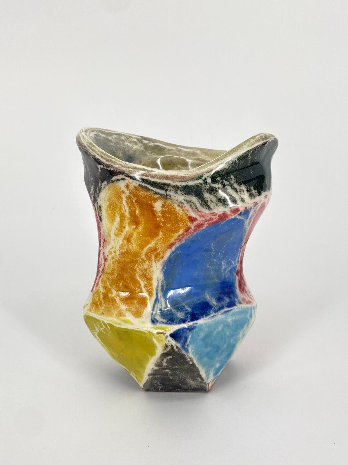 * STUDIOKERAMIK VASE BUNT ORGANISCHES DESIGN POSTMODERN VINTAGE