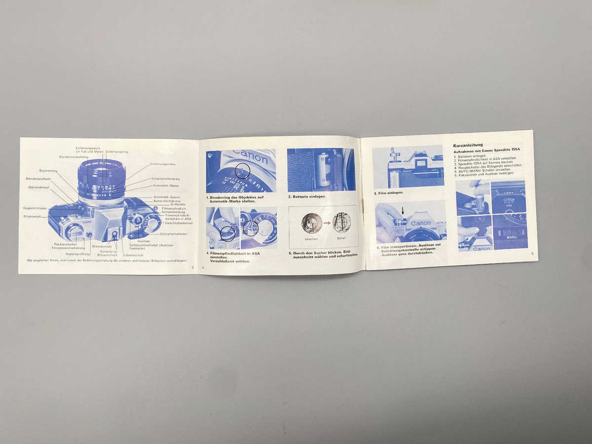 CANON AE-1 VINTAGE SPIEGELREFLEXKAMERA BEDIENUNGSANLEITUNG HANDBUCH RATGEBER TIP
