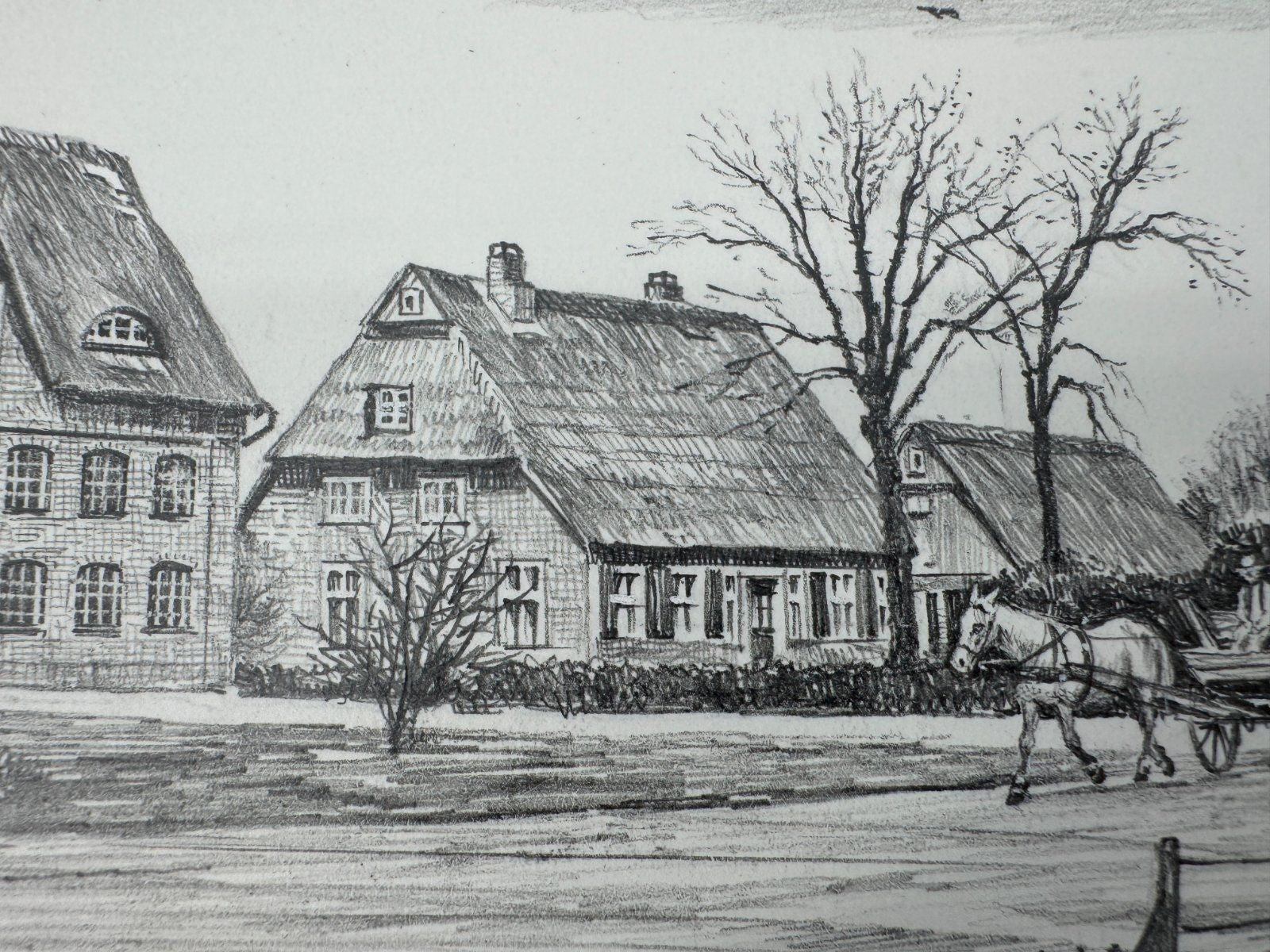 * HEINZ WEHLISCH ZEICHNUNG KREMPE MÜHLE ANSICHT SIGNIERT