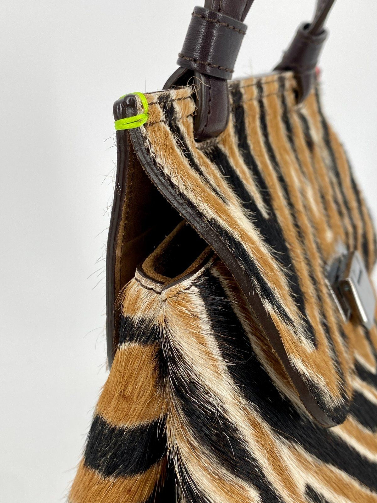 * ROSAMARO HANDGEMACHTE HANDTASCHE ITALIEN LEDER ZEBRA PRINT