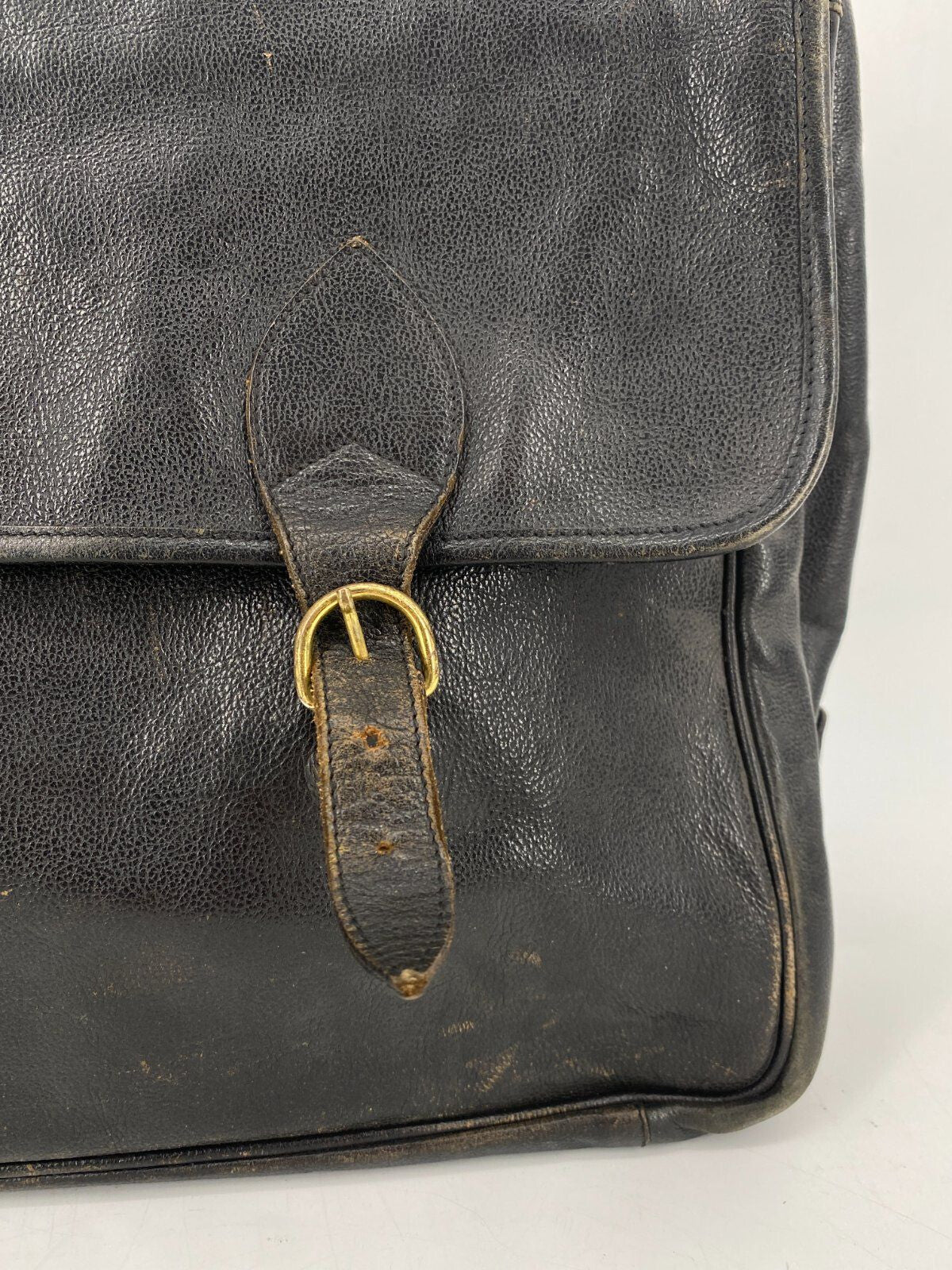 * VINTAGE IL BISONTE ECHT LEDER REISETASCHE SCHWARZ ITALY DESIGN