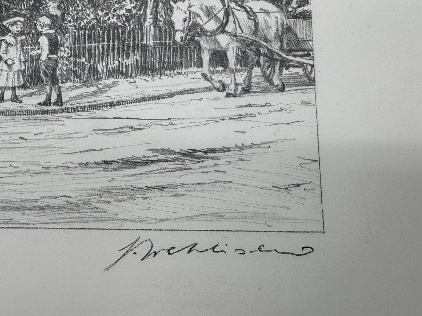 * HEINZ WEHLISCH ZEICHNUNG MERZIG 1898 ANSICHT SIGNIERT