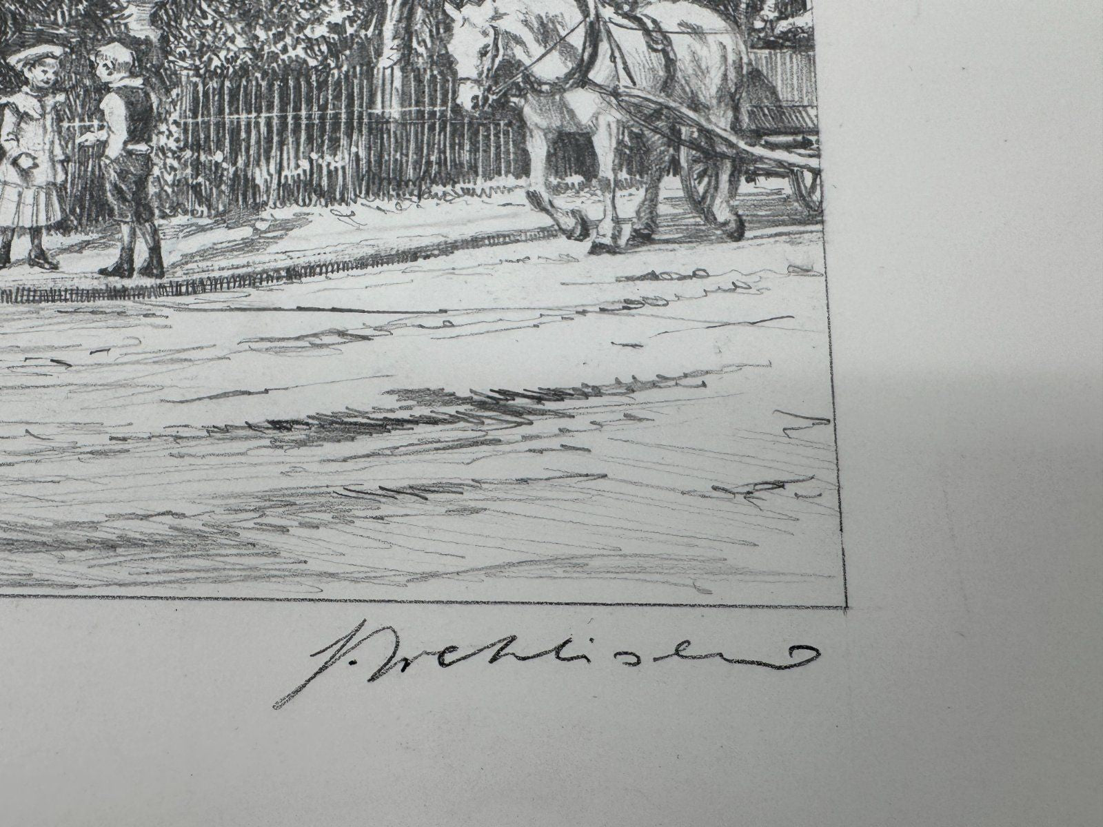 * HEINZ WEHLISCH ZEICHNUNG MERZIG 1898 ANSICHT SIGNIERT
