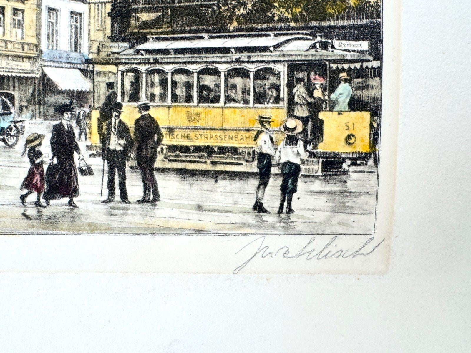 * GRAFIK KOLORIERT DORTMUND 1910 RATHAUS NRW TRAM WEHLISCH 