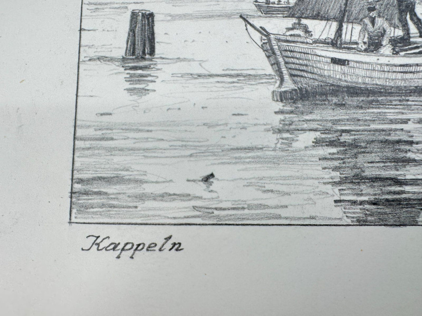* HEINZ WEHLISCH ZEICHNUNG KAPPELN ANSICHT SIGNIERT HAFEN