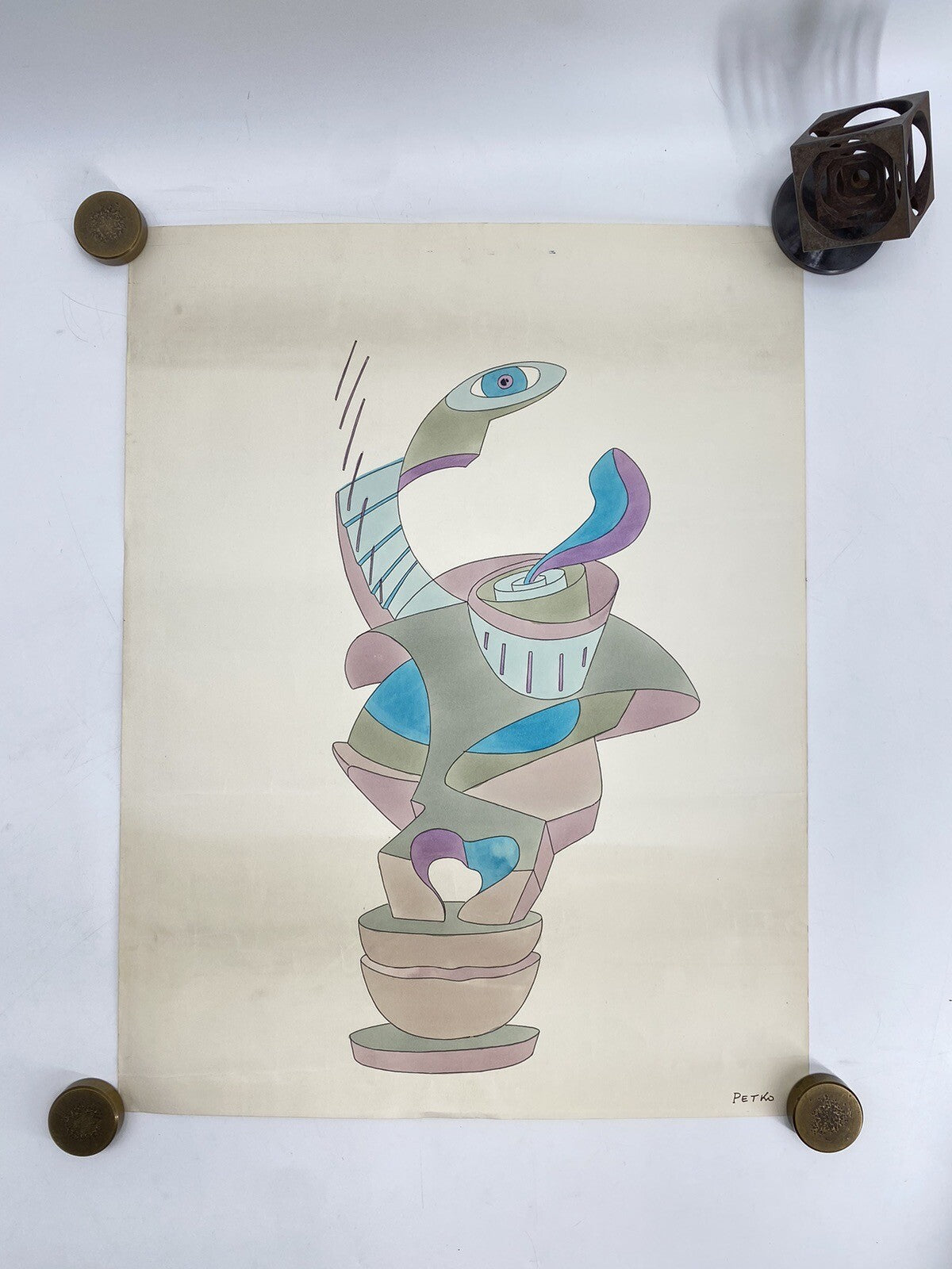 * PETKO BILD GEMÄLDE ZEICHNUNG COLORIERT ABSTRAKT ART SURREALISMUS KUNST