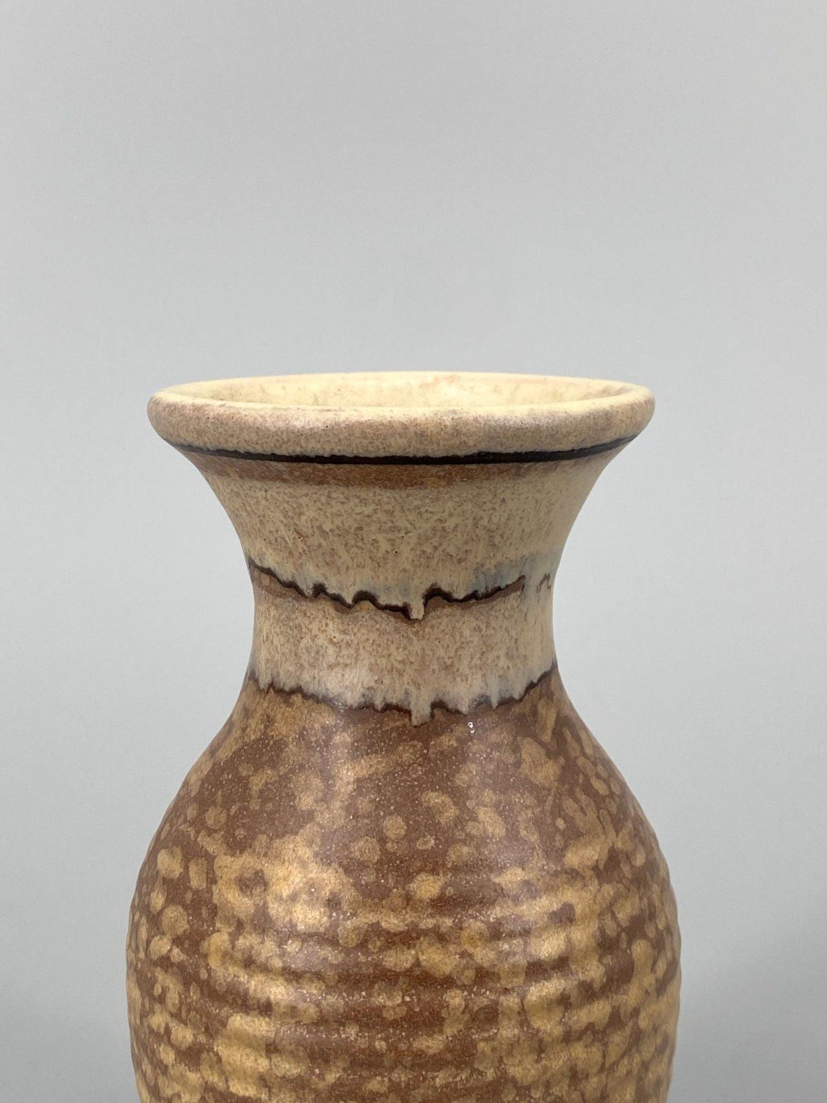 * KLEINE VASE FAT LAVA KERAMIK CREME BRAUN MID CENTURY 70er