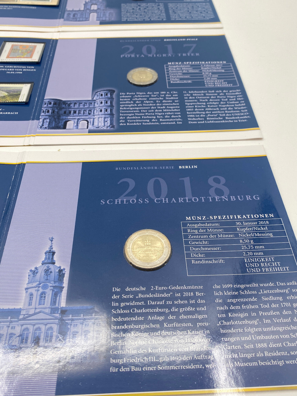 * 2 EURO MÜNZEN GEDENKSET 13 BUNDESLÄNDER MÜNZE BRIEFMARKEN 2006 - 2018