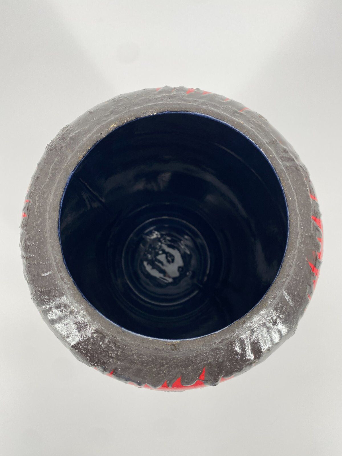 * VASE FAT LAVA SCHEURICH PFERD ROT SCHWARZ WEST GERMANY VINTAGE