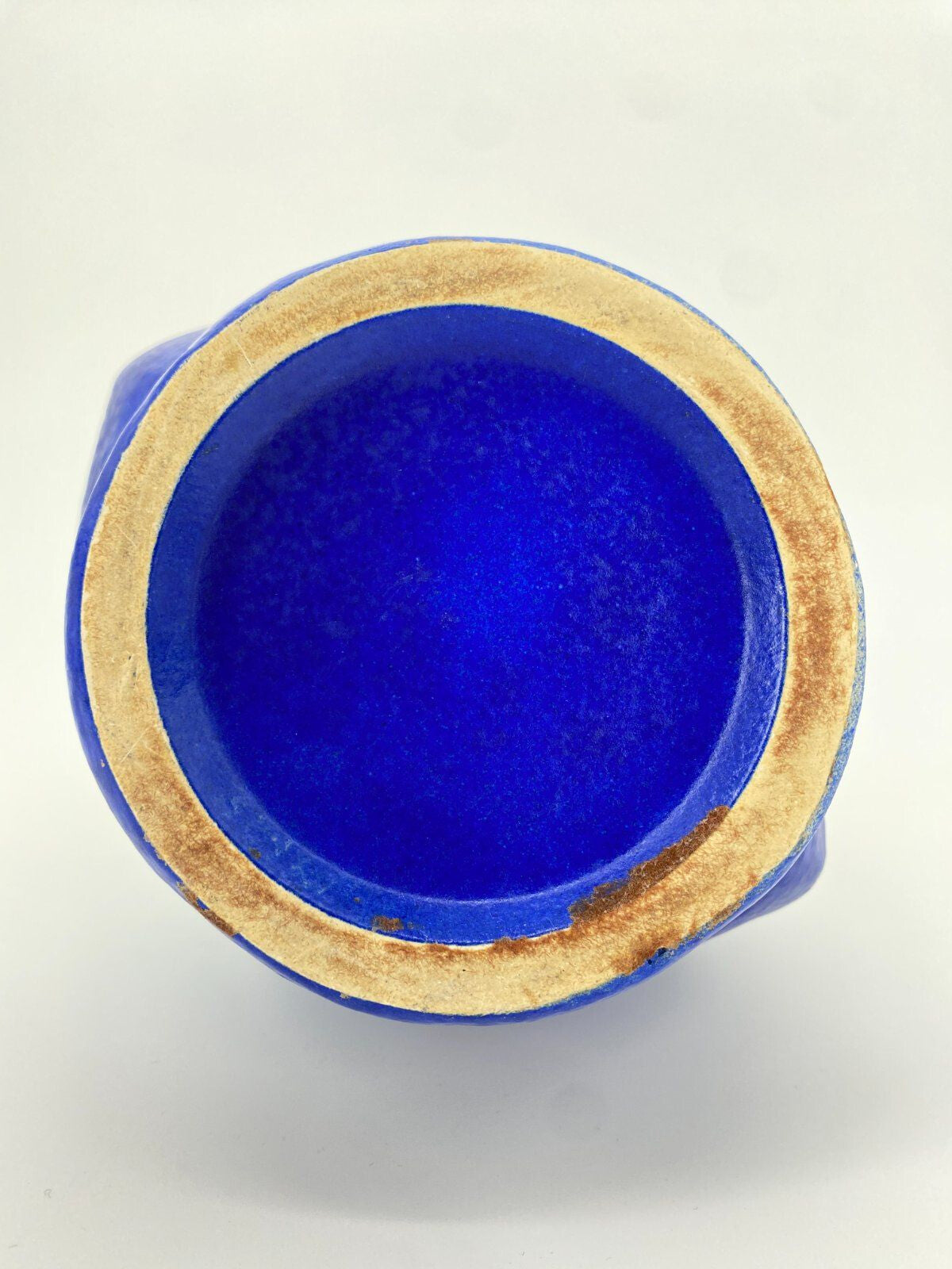 *STUDIOKERAMIK VASE BLAU FAT LAVA LAUFGLASUR W.-GERMANY 60ER 70ER