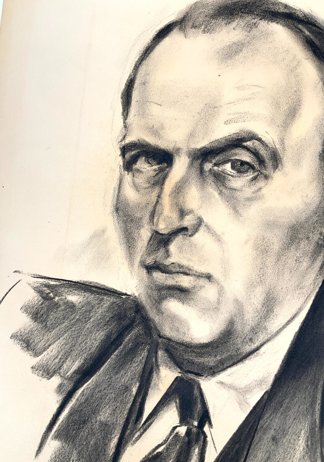 *KOHLENZEICHNUNG WALTER KALOT MÄNNERPORTÄT MANN GESICHT 1950 SIGNIERT UNIKAT